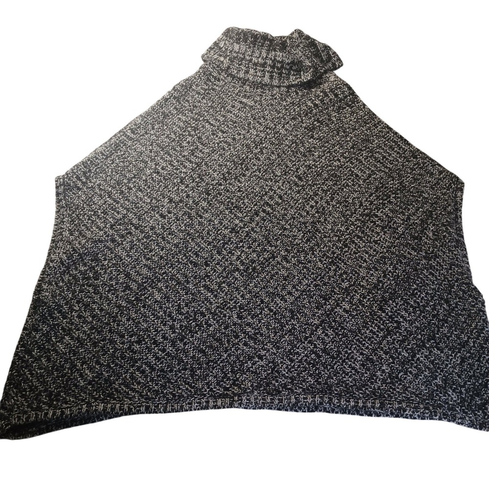 Banana Republic Wool Blend Turtleneck Poncho Sweater M Gray Knit Cape Cozy